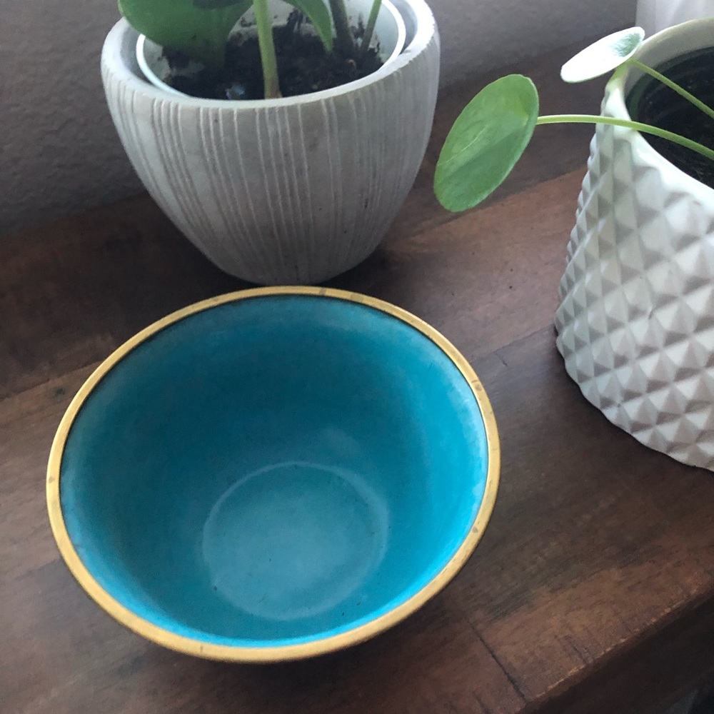 SOLD Vintage Cloisonné Floral Bowl With Brass Edges - Picture 5 of 8